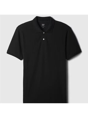 GAP All Day Pique Short Sleeve Polo Shirt in Deep Black Size Small